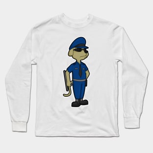 Dog as Police officer with Baton & Sunglasses Long Sleeve T-Shirt